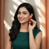 Striking Red Resin Beads Drop Earrings