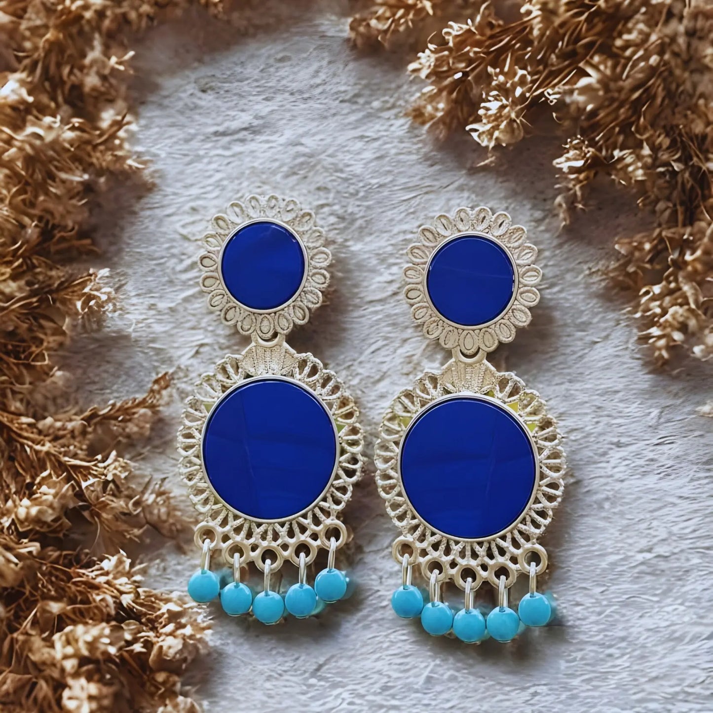 Striking Resin Beads Drop Earrings