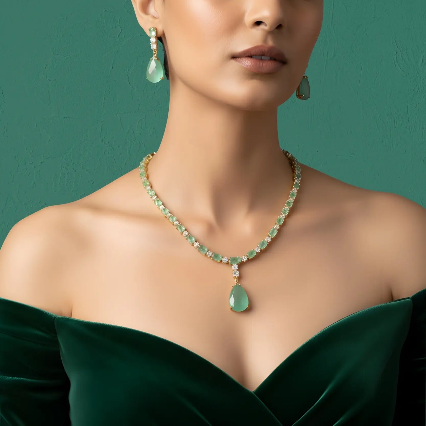 Grace AD Set Gold Plated Green