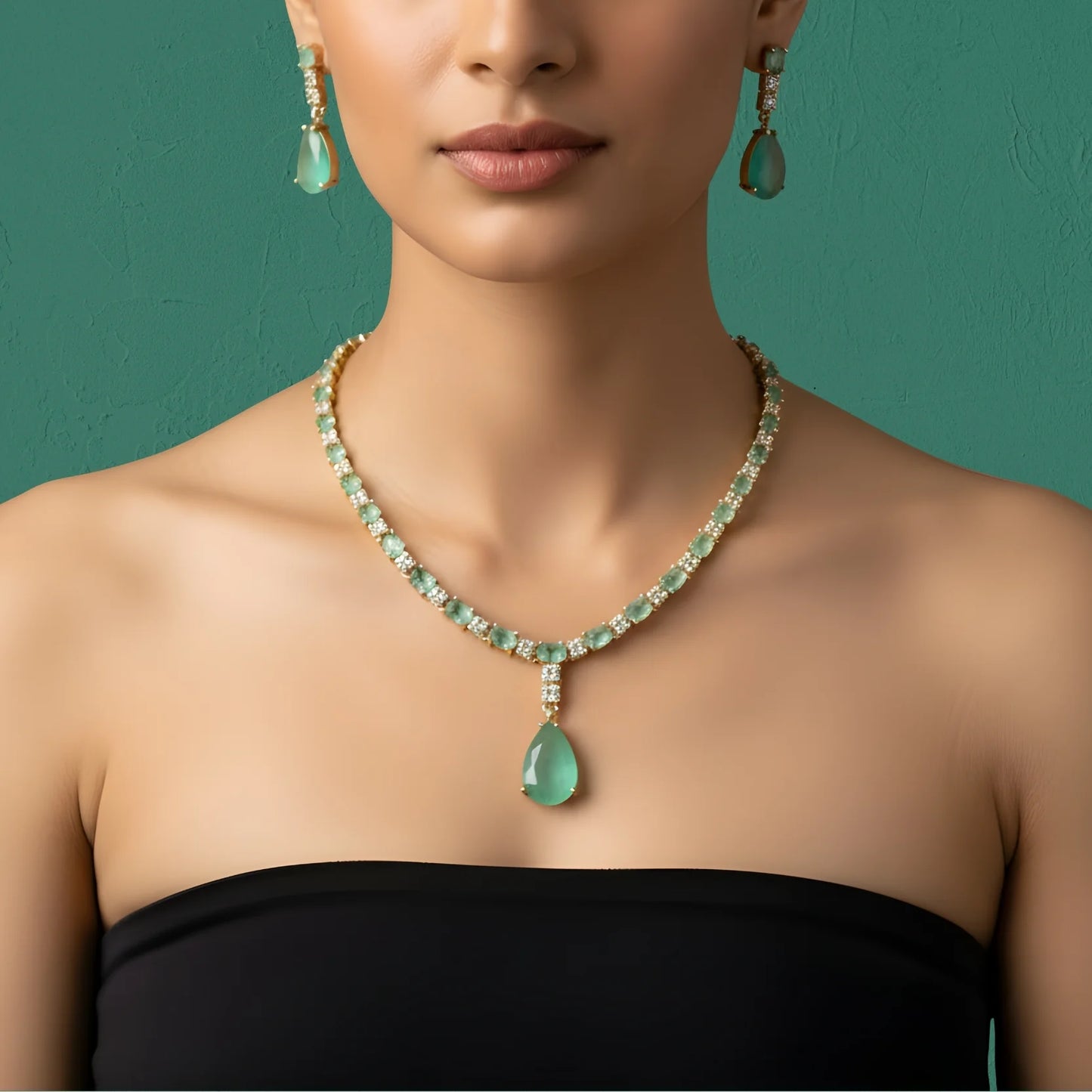 Grace AD Set Gold Plated Green