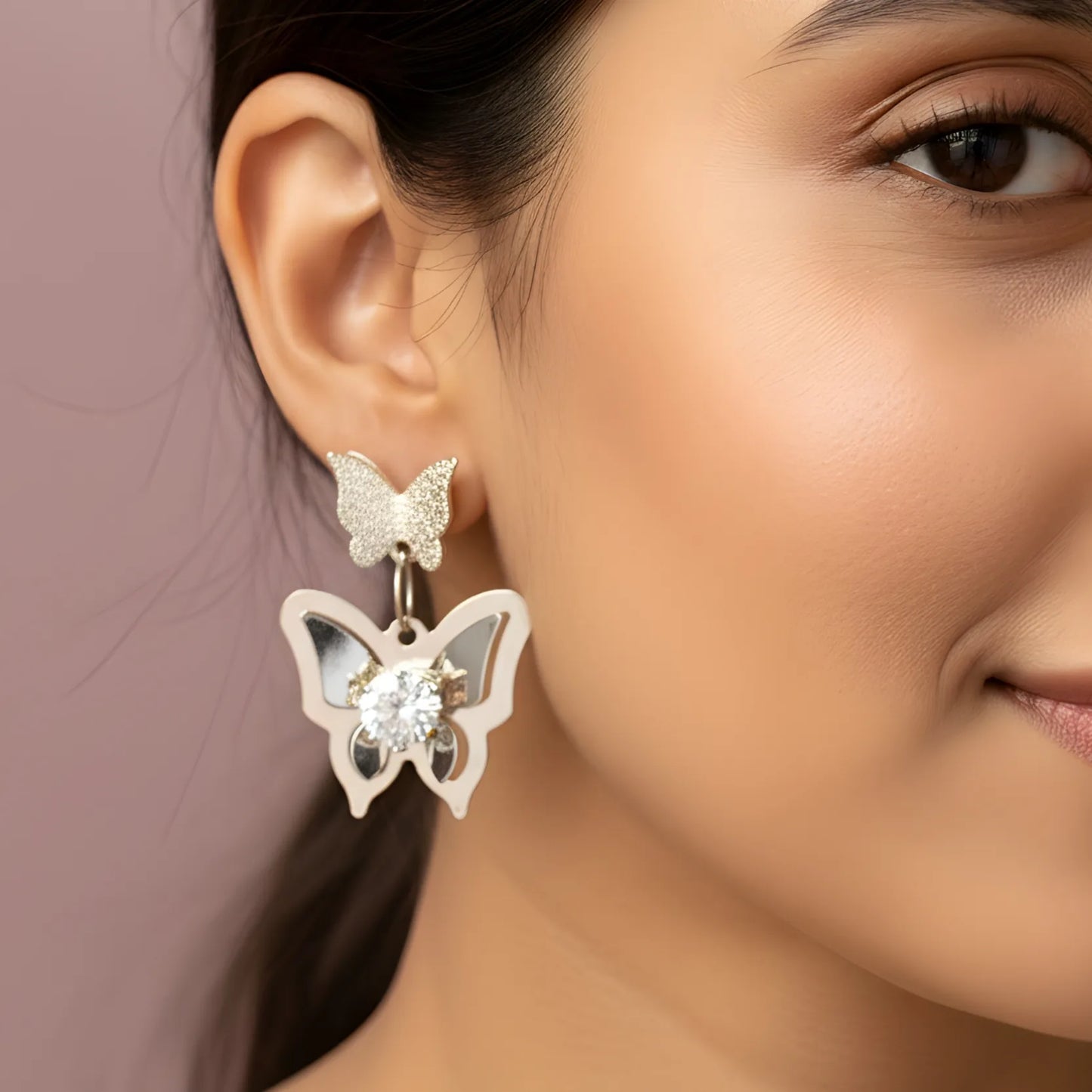 Chrome Butterfly Studs